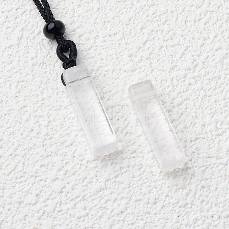 Natural Quartz Crystal Cuboid Pendant Black Cotton Cord Necklaces FS-WG3353C-07-1