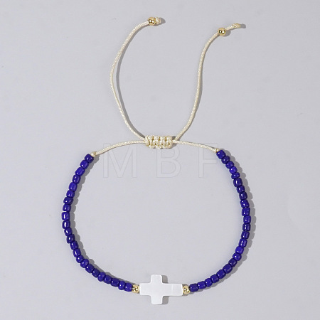 Glass Seed Beads & Brass Braided Beaded Bracelets TV0952-2-1
