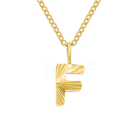 Personalized Stainless Steel Textured Alphabet Initial Pendant Necklaces for Women Men RF0956-6-1
