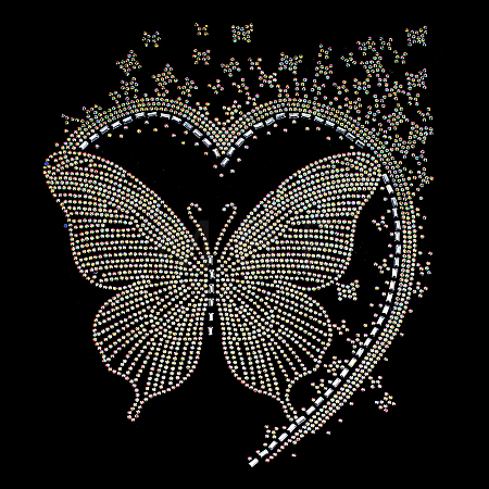 Butterfly Glitter Hotfix Resin Rhinestone DIY-WH0899-976-1