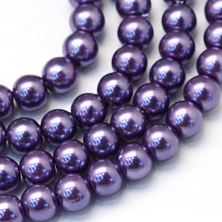 Baking Paint Pearlized Glass Pearl Round Bead Strands X-HY-Q003-4mm-59-1