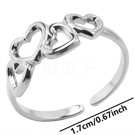 Stainless Steel Heart Cuff Ring for Unisex TN4349-1-1