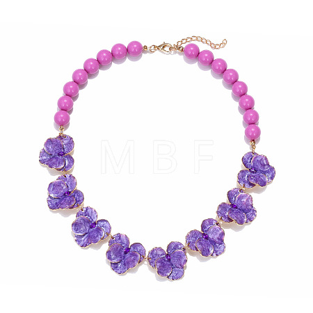Zinc Alloy Enamel Flower Bib Necklaces FS-WG4E913-03-1