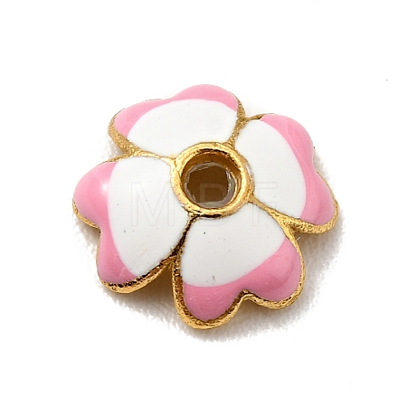 4-Petal Alloy Enamel Bead Caps LS-FIND-G029-06G-01-1