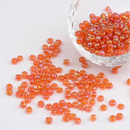 Transparent Rainbow Colours Round Glass Seed Beads X-SEED-A007-4mm-169-1