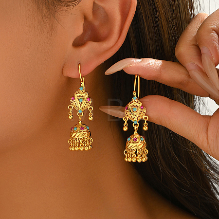 Vintage Ethnic Bell Brass Hoop Earrings VD5879-1