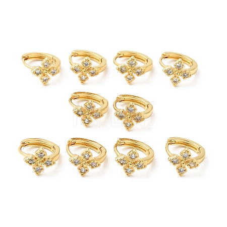 Cubic Zirconia Flower Hoop Earrings EJEW-G312-17G-02-1