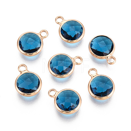 Golden Tone Brass Glass Charms GLAA-ZX008-24D-G-1