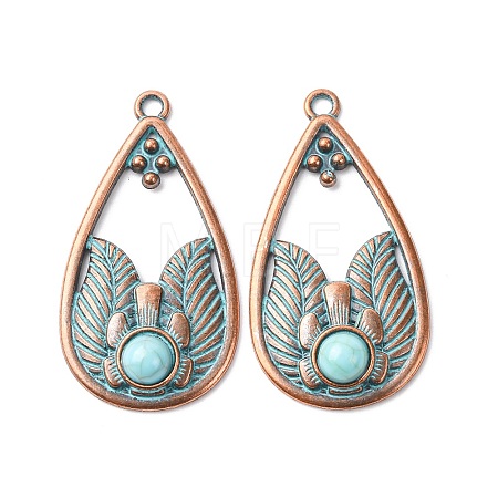 Alloy with Synthetic Turquoise Pendants FIND-B055-01I-1