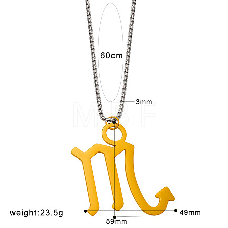 Punk Style 304 Stainless Steel Twelve Constellations Pendant Necklaces with Stainless Steel Tone Box Chains WGE8D8E-02-1