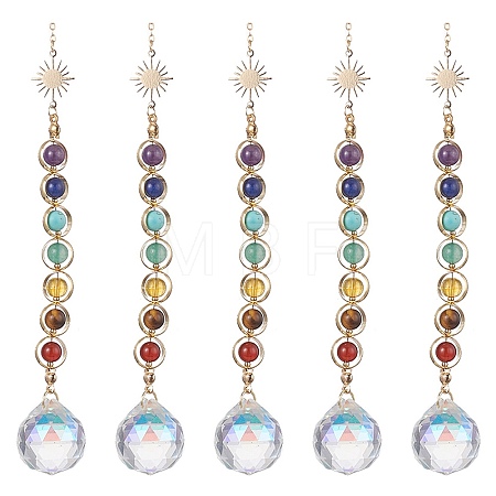 Glass Teardrop Pendant Decorations HJEW-TA00016-1
