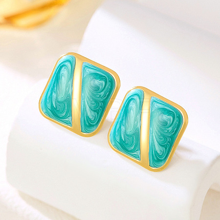 Brass Enamel Stud Earrings WGEF5F2-03-1