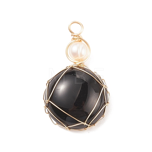 Synthetic Black Stone Pendants PALLOY-JF01556-07-1