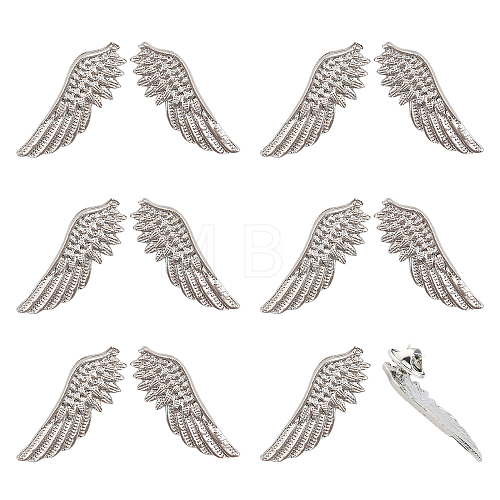 6 Pairs Alloy Wing Brooch for Backpack Clothes JEWB-CA0001-31-1