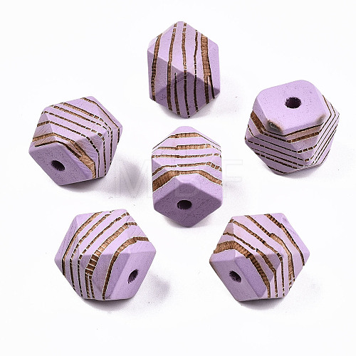 Painted Natural Wood Beads WOOD-T021-52C-07-1