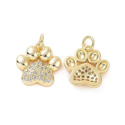 Rack Plating Brass Micro Pave Cubic Zirconia Charms KK-C008-36G-1