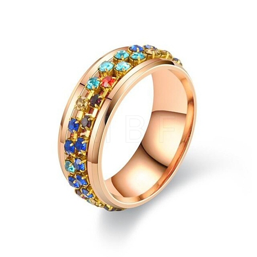 Colorful Rinestone Rotating Finger Ring PW-WG94001-26-1