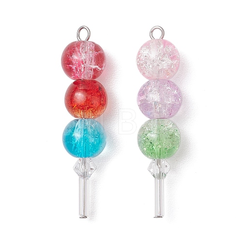 2Pcs Glass Pendants PALLOY-JF03341-01-1