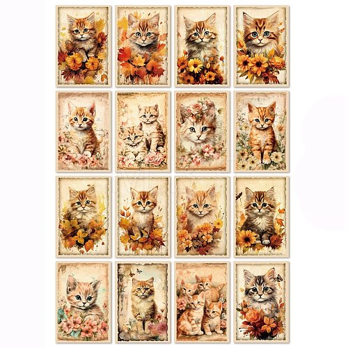 32 Sheets 16 Styles Flower Cat Scrapbook Paper Pads PW-WG85529-04-1