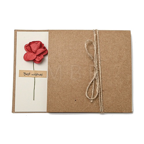 Dried Rose Paper Thank You Greeting Cards AJEW-K043-01B-1