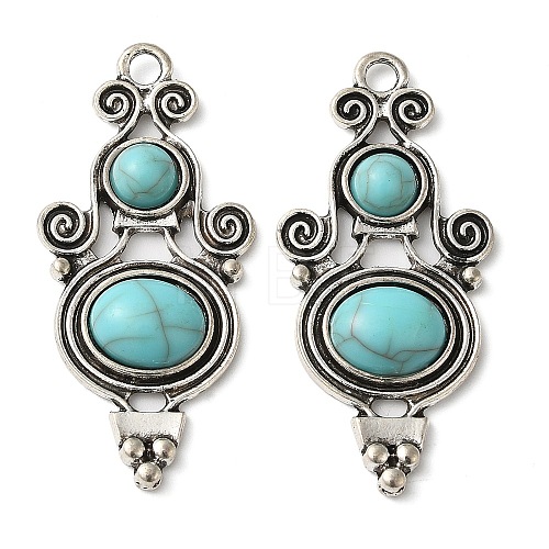 Tibetan Style Alloy Pave Imitation Turquoise Pendants FIND-NH0001-06AS-1