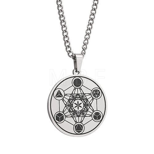 Stainless Steel Flower of Life Metatron Angel Solomon Pendant Necklaces BU8279-2-1