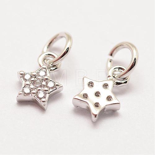 Brass Micro Pave Grade AAA Cubic Zirconia Charms ZIRC-G090-17P-NR-1