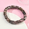 Column Natural Rhodonite Beads Stretch Bracelets for Women Men BJEW-A148-01A-26-3