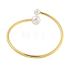 Rack Plating Brass & Round ABS Plastic Imitation Pearl Open Cuff Bangles BJEW-Q347-03G-3