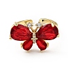 Cubic Zirconia Butterfly Open Cuff Ring RJEW-E046-32G-2