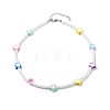 Glass Pearl Round Beaded Necklaces for Kid NJEW-JN03604-1