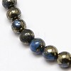 Electroplate Gemstone Natural Pyrite Round Beads Strands G-L129-8mm-01-2