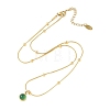 Flat Round 304 Stainless Steel with Natural Green Aventurine Pendant Necklaces for Women NJEW-G136-01G-2