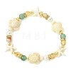 Shell Pearl & Natural & Synthetic Mixed Gemstone Beads Stretch Bracelets for Women BJEW-JB13898-03-3