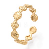 304 Stainless Steel Flower & Flat Round Wrap Open Cuff Ring RJEW-T023-75G-3