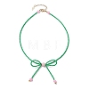 Glass Seed Pendant Necklaces for Women NJEW-MZ00031-04-4