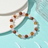 Natural Carnelian & Rose Quartz & Carnelian & Rainbow Moonstone Round Beaded Stretch Bracelets BJEW-JB10910-02-2