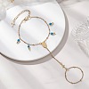 304 Stainless Steel with Synthetic Turquoise Link Ring Bracelets for Wome BJEW-JB13004-01-1