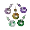 Dyed Natural Myanmar Jade Flower Column Donut Pendants KK-Q050-04-1