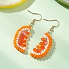 304 Stainless Steel Orange Dangle Earrings EJEW-MZ00653-1