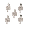 Brass Micro Pave Clear & Green Cubic Zirconia Connector Charms KK-E068-VB056-4