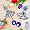 2Pcs Flat Round Glass Turkish Blue Evil Eye Pendant Decoration HJEW-DC0001-09-4