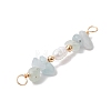 Natural Aquamarine Chip & Natural Cultured Freshwater Pearl Rice Beaded Connector Charms PALLOY-JF03707-08-4
