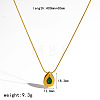 304 Stainless Steel Pave Cubic Zirconia Pendant Necklaces WG43999-02-1