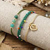 3Pcs 3 Styles Round Natural Striped Agate & Glass Seed Beads Braided Bracelets & Stainless Steel Link Bracelets Set XI5712-12-2