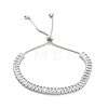 Brass Pave Clear Cubic Zirconia Rectangle Box Chain Slider Bracelets BJEW-YWC0002-05A-P-1