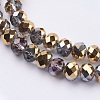 Half Plated Faceted Rondelle Electroplate Glass Beads Strands X-EGLA-D020-10x8mm-14-3