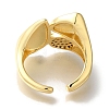 Rack Plating Oval & Teardrop Brass Clear Cubic Zirconia Open Cuff Rings RJEW-S411-02G-3