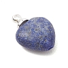 Natural Amethyst & Flower Amazonite & Lapis Lazuli & Rose Quartz Heart Charms PALLOY-JF04889-01-4
