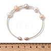Brass Wire Wrapped Natural Pearl Cuff Bangles for Women BJEW-D453-01S-5